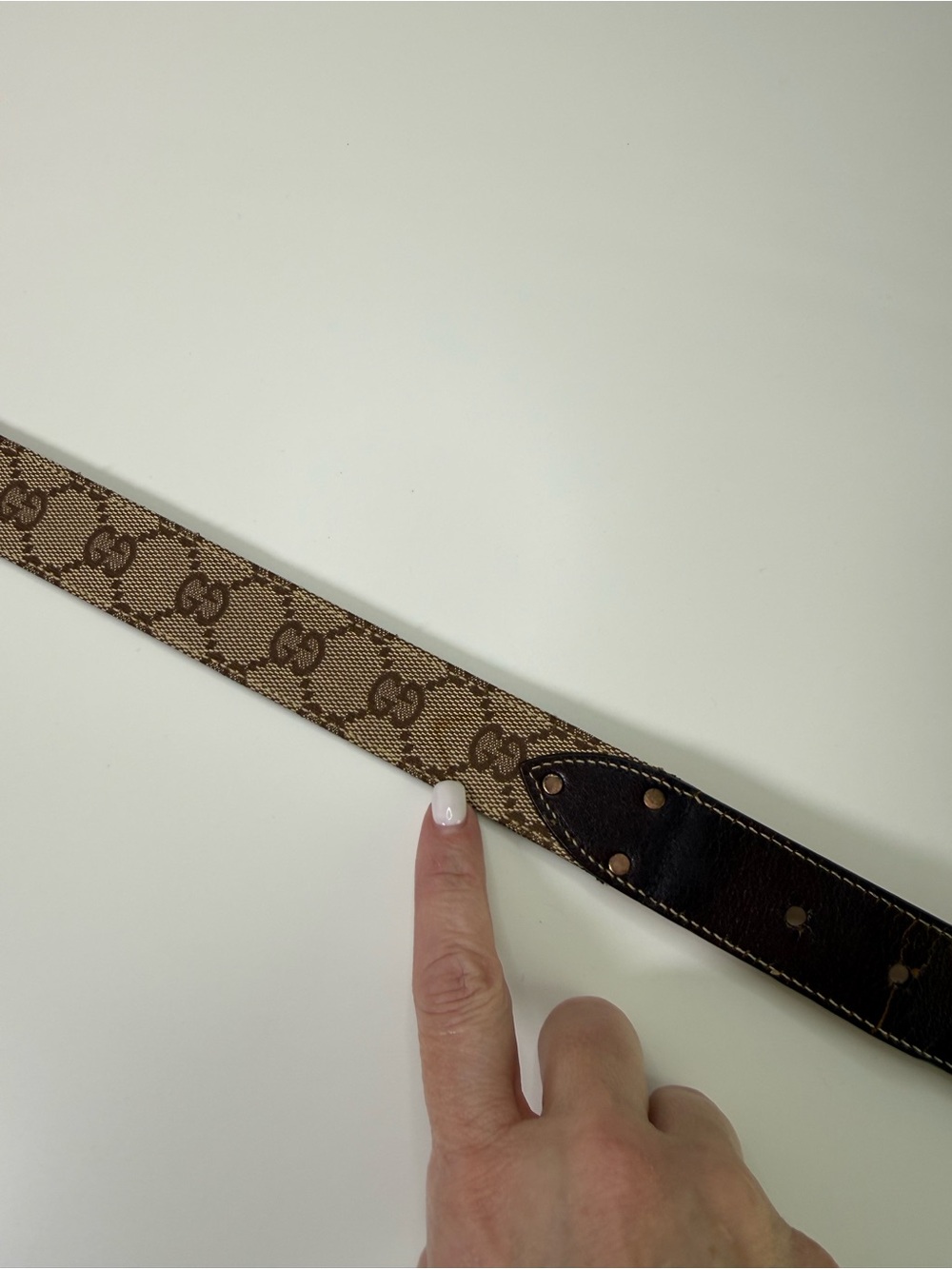 Gucci Vintage GG Monogram Canvas Belt Brown Leather Trim Gold Tone Buckle - Picture 16 of 16